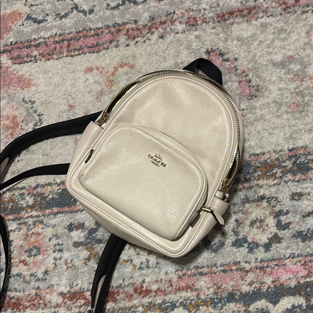 Coach Cream Mini Backpack with Smooth Leather